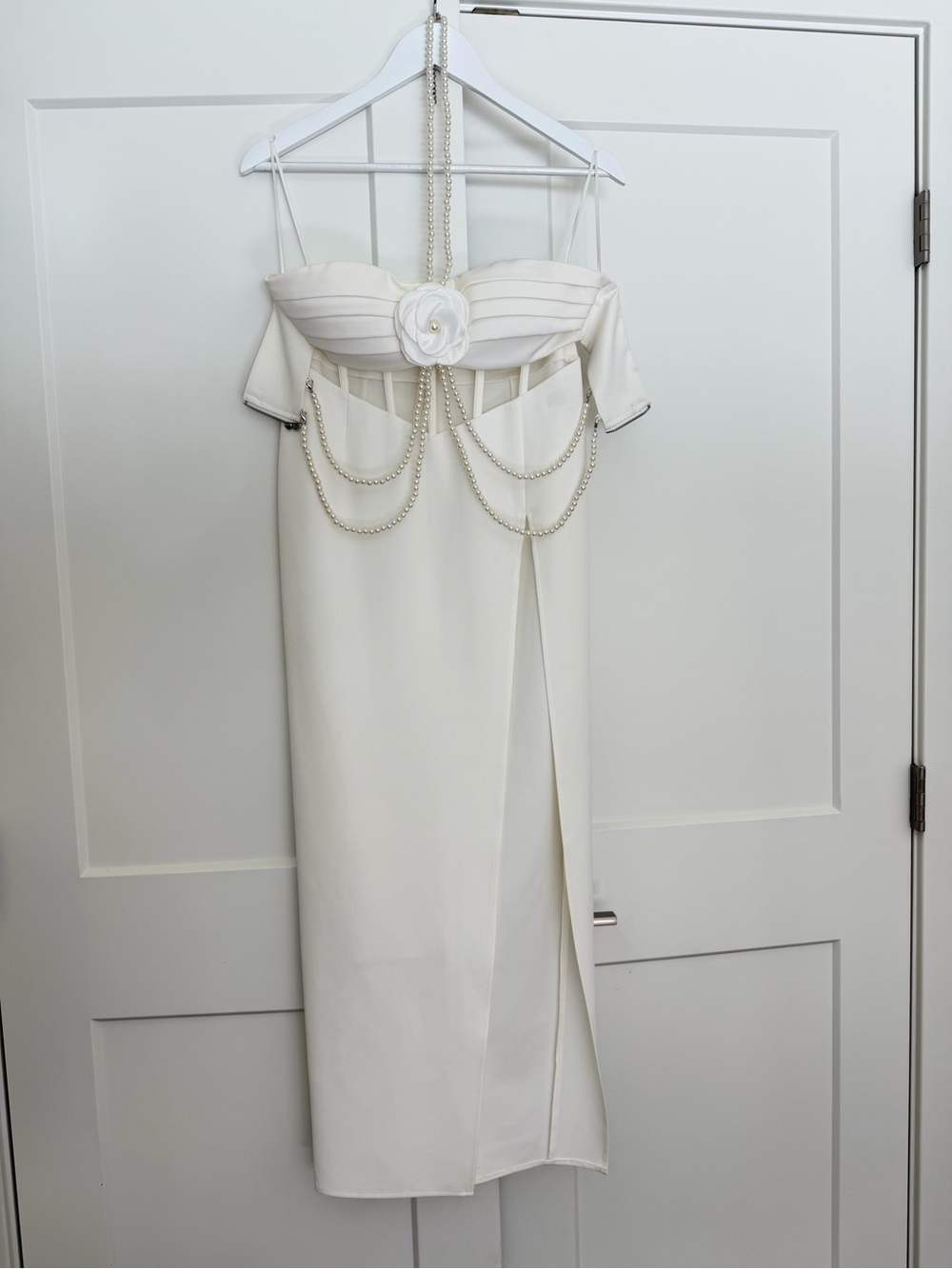 Skirt & Top Set – White Pearl Corset & Maxi Skirt XS/S - Picture 3 of 10
